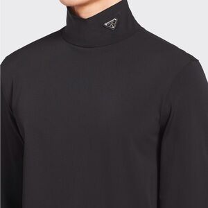 Prada Men's Technical Jersey Mock Turtleneck